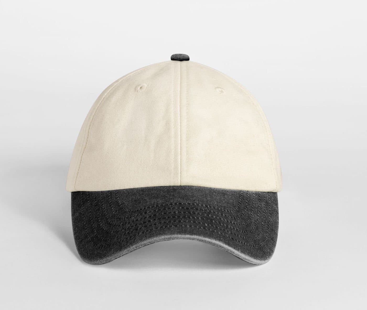 Casquette vintage compacte visière contrastée coloris Naturel / Noir vintage