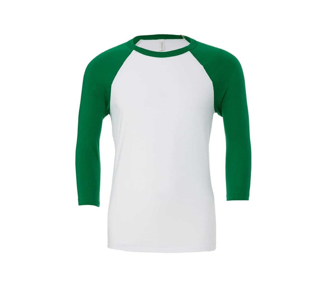 UNISEX 3/4 SLEEVE BASEBALL TEE coloris Blanc / Vert kelly