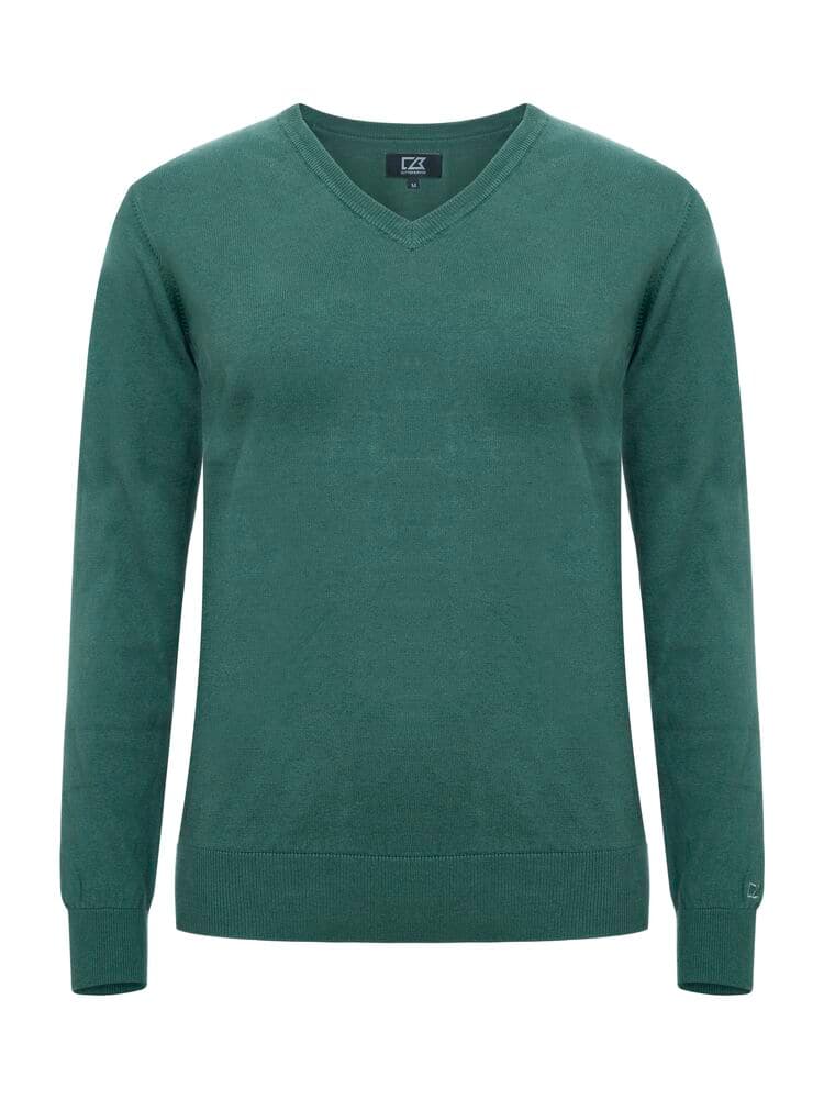 Pull Cutter & Buck Oakville col V femme coloris Vert pin