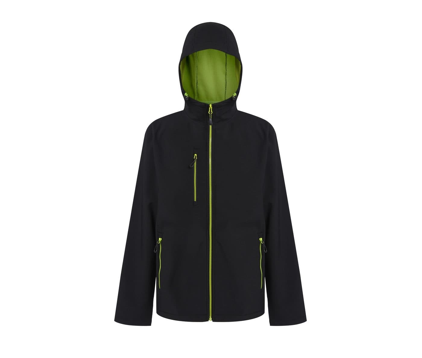 NAVIGATE 2 LAYER HOODED SOFTSHELL JACKET coloris Noir / Vert citron