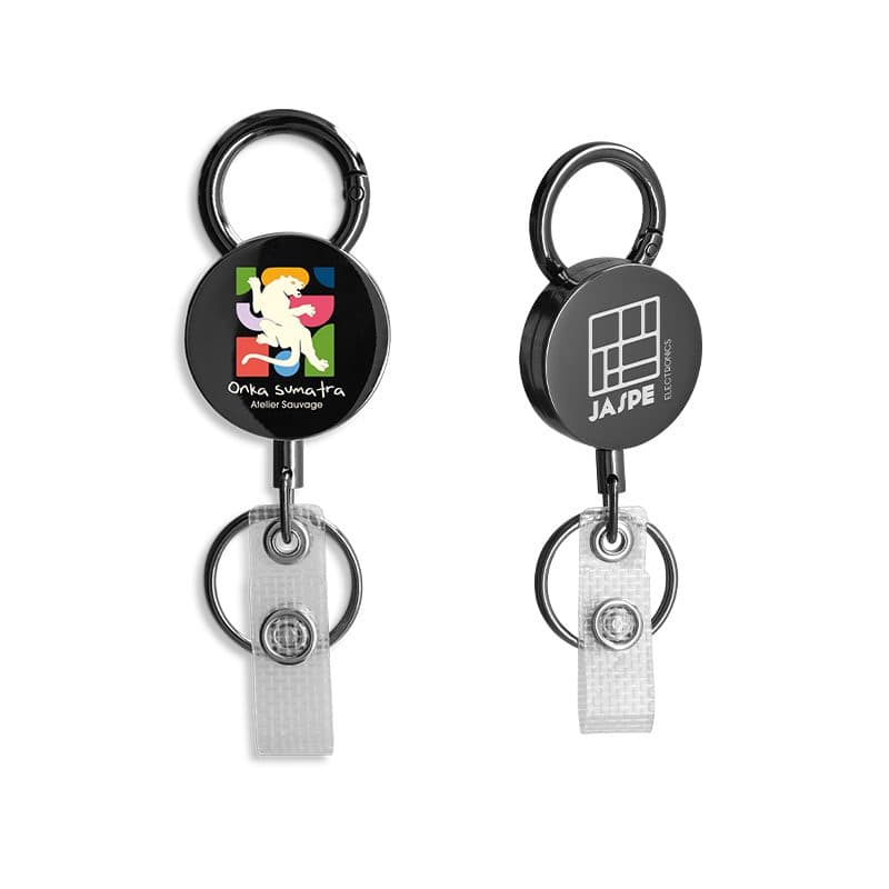 BADGE: PORTE-BADGES RETRACTABLE COQUE EN METAL en situation