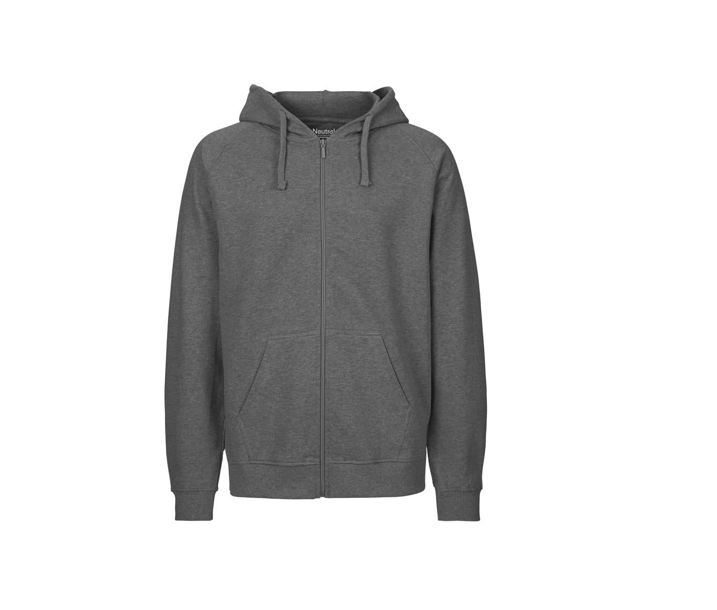 MENS HOODIE WITH ZIP coloris Gris chiné foncé