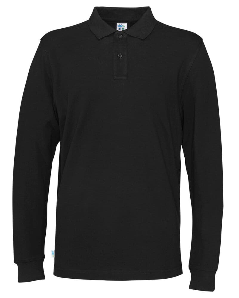 POLO PIQUE MANCHES LONGUES HOMME - CERTIFIÉ GOTS coloris Noir