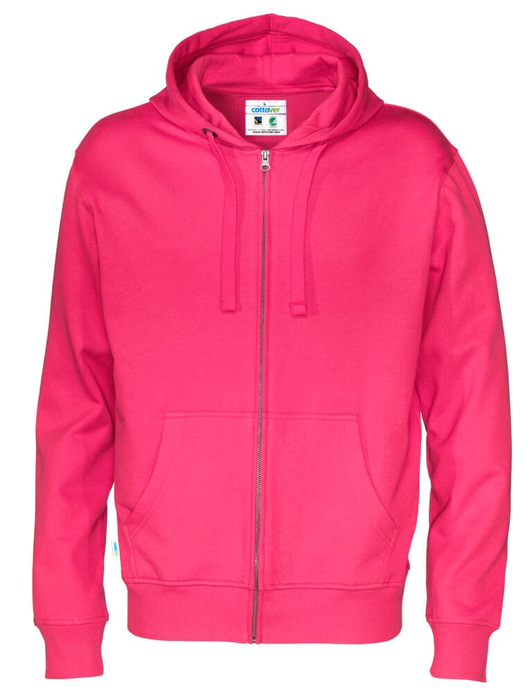 HOODIE FERMETURE COMPLÈTE HOMME - CERTIFIÉ GOTS coloris Cerise