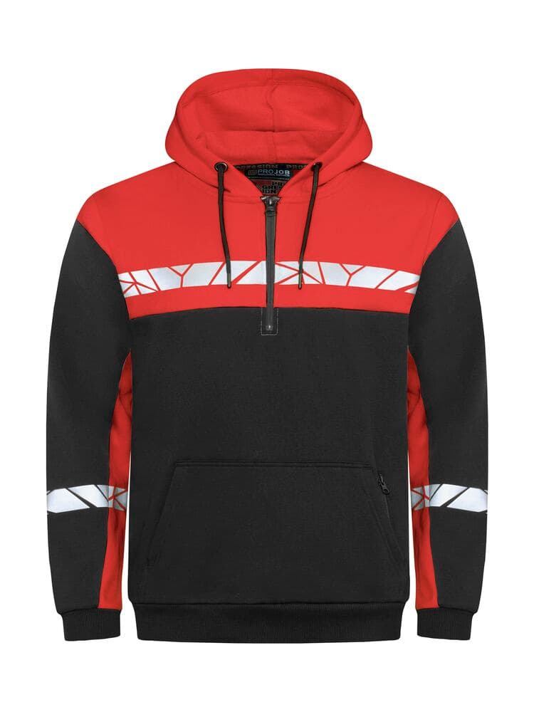 7104 HOODIE DEMI-FERMETURE coloris Noir / Rouge