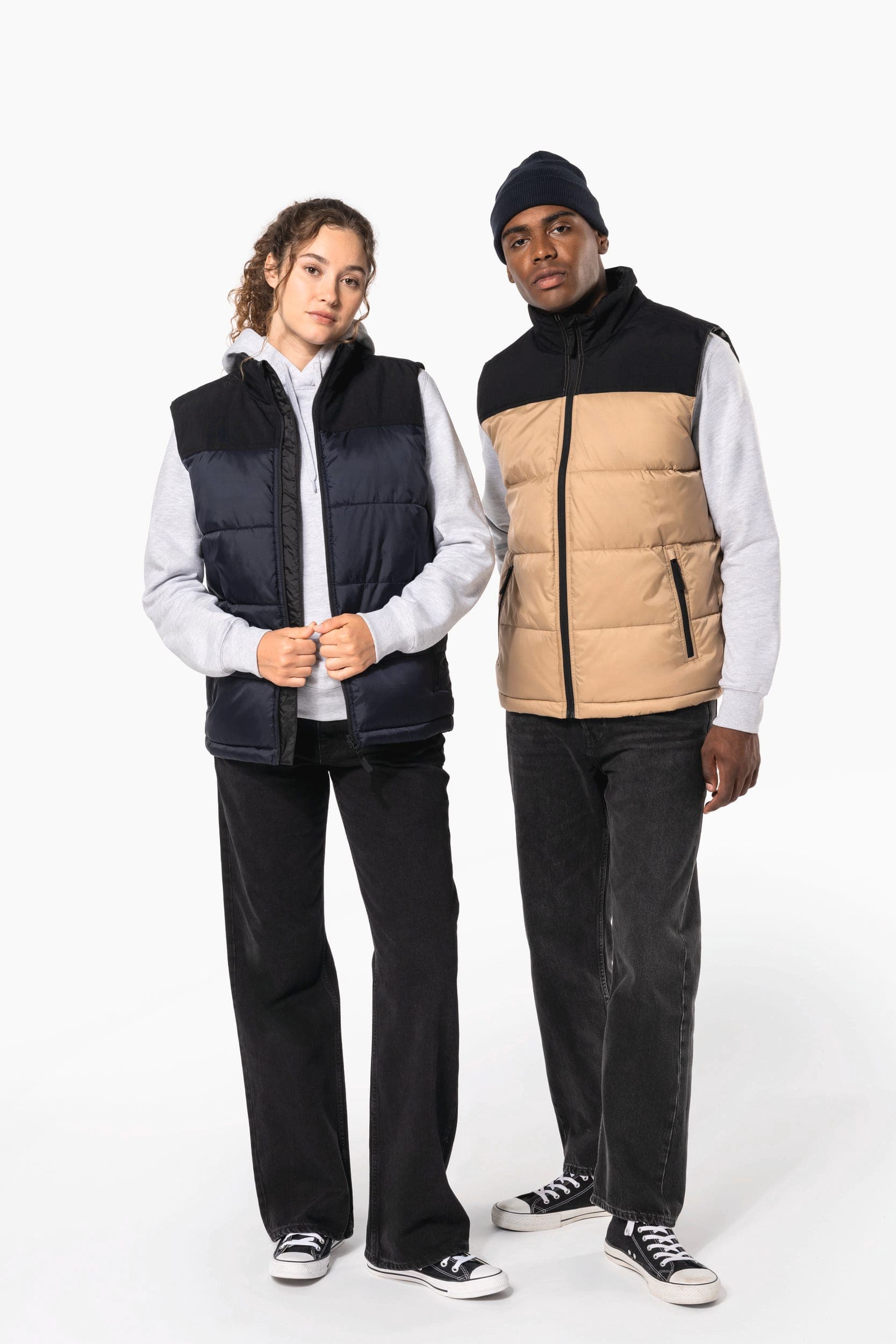 Bodywarmer matelassé bi-ton unisexe en situation
