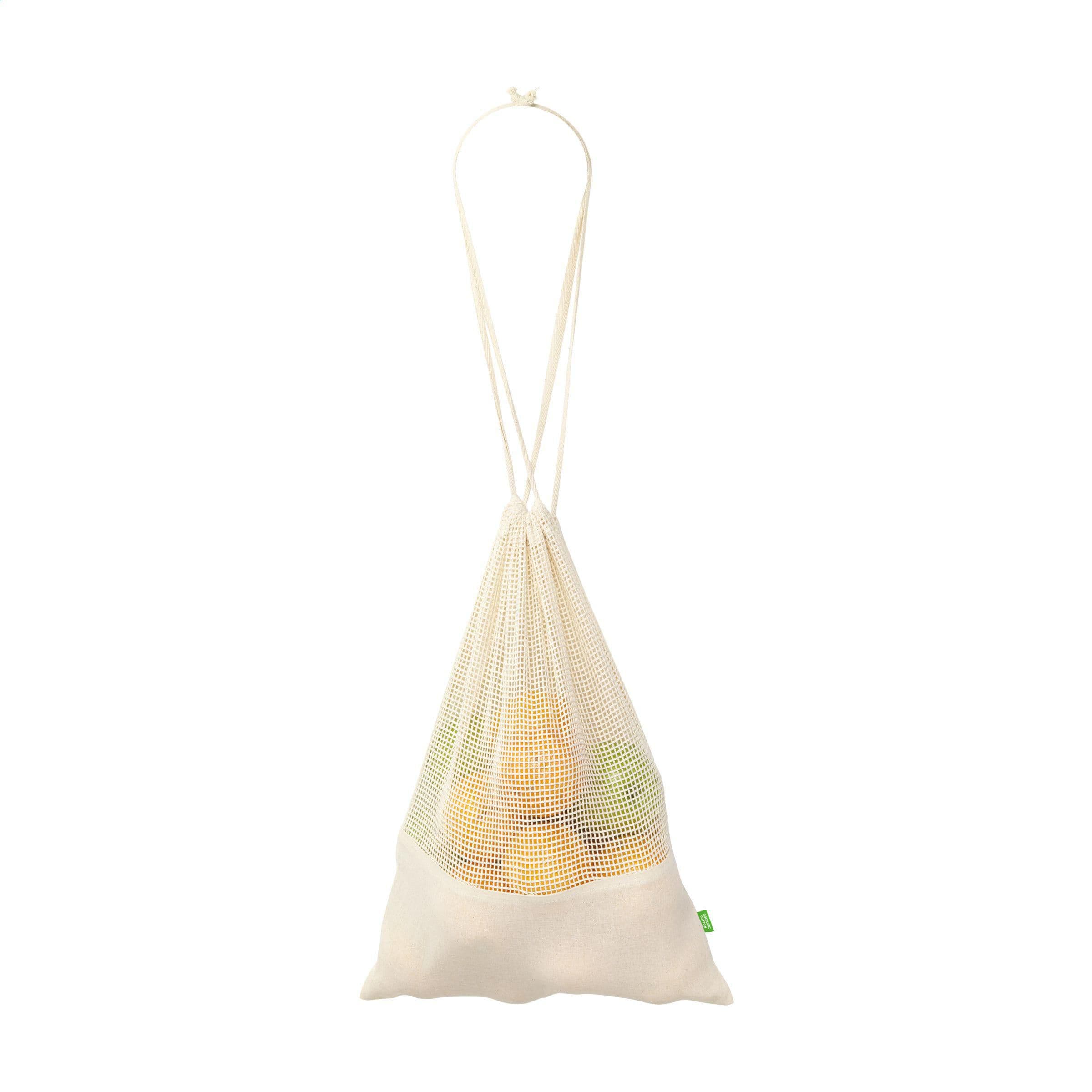 Sac à fruits Natura biologique, filet (120 g/m²) en situation