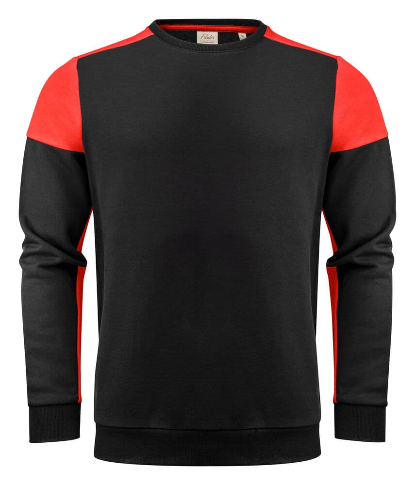 Sweat-shirt Encolure Ras-du-Cou Prime Unisexe coloris Noir / Rouge