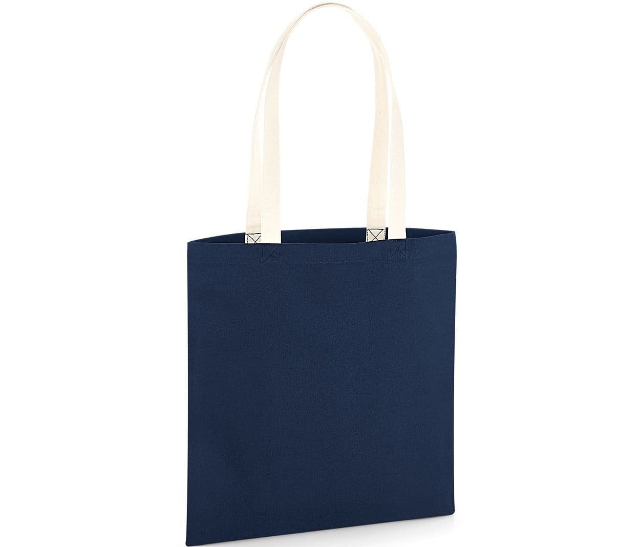 EARTHAWARE® ORGANIC BAG FOR LIFE - CONTRAST HANDLES coloris Bleu marine / Naturel