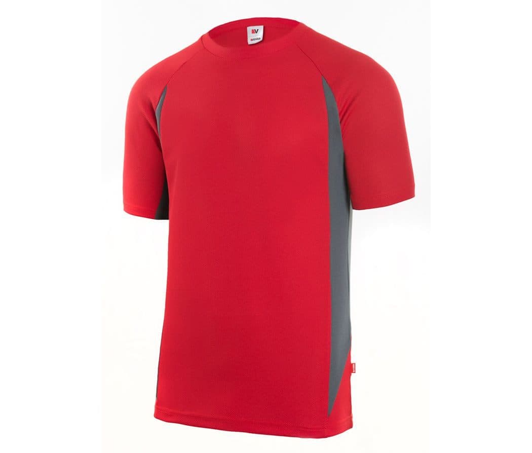 TEE-SHIRT TECHNIQUE BICOLORE coloris Rouge / Gris