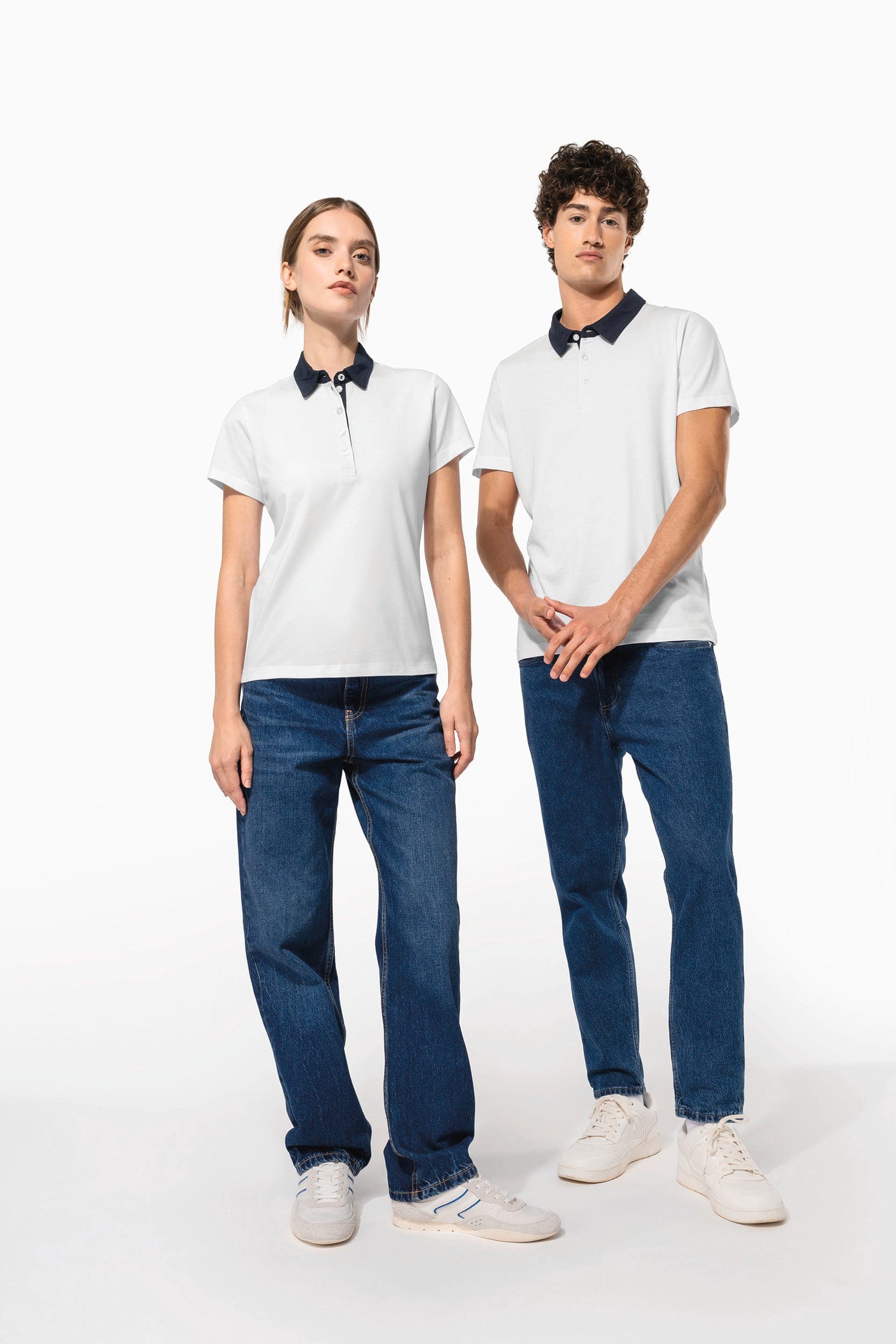 Polo jersey bicolore femme en situation