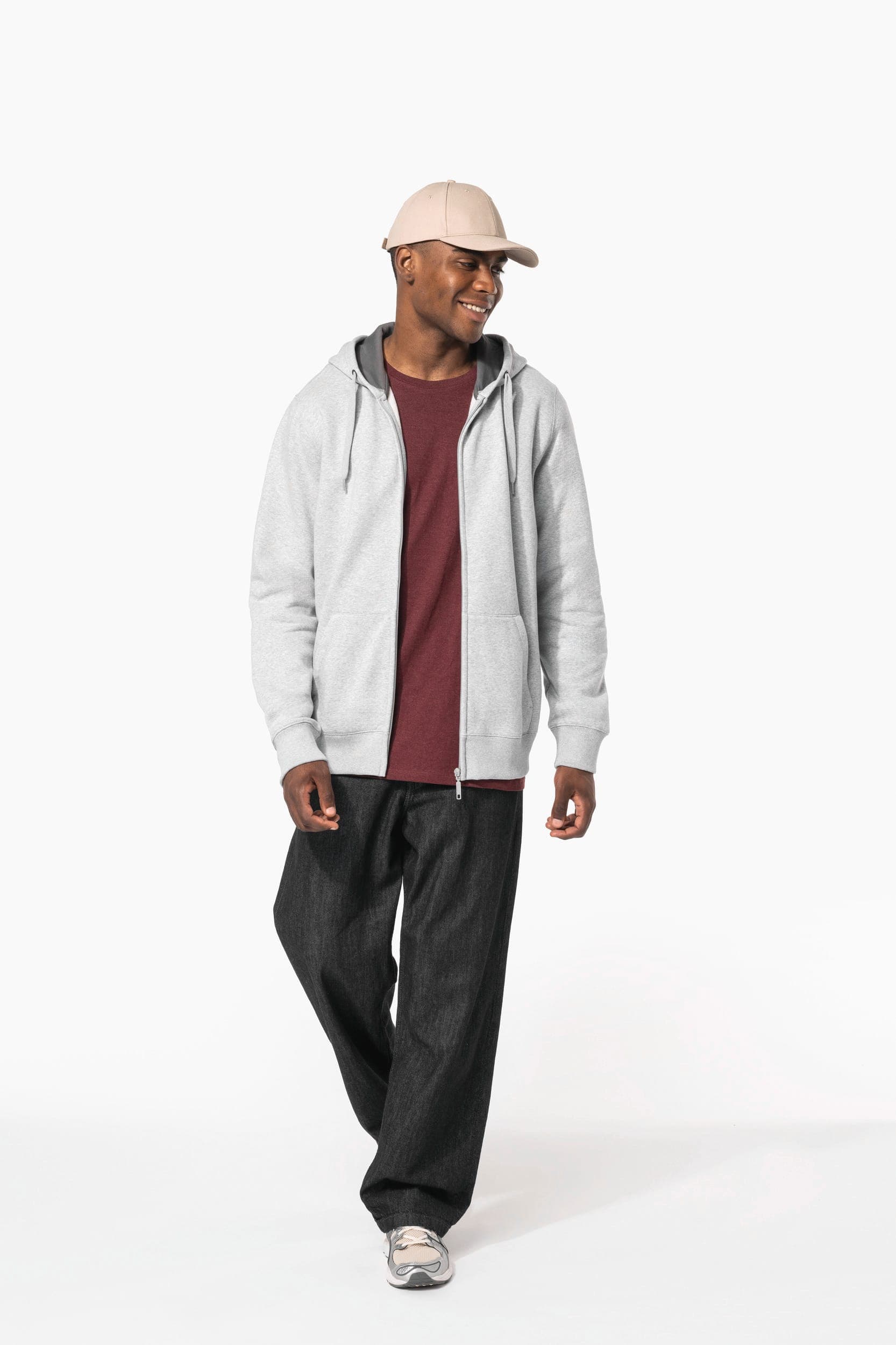 Sweat-shirt zippé capuche unisexe en situation
