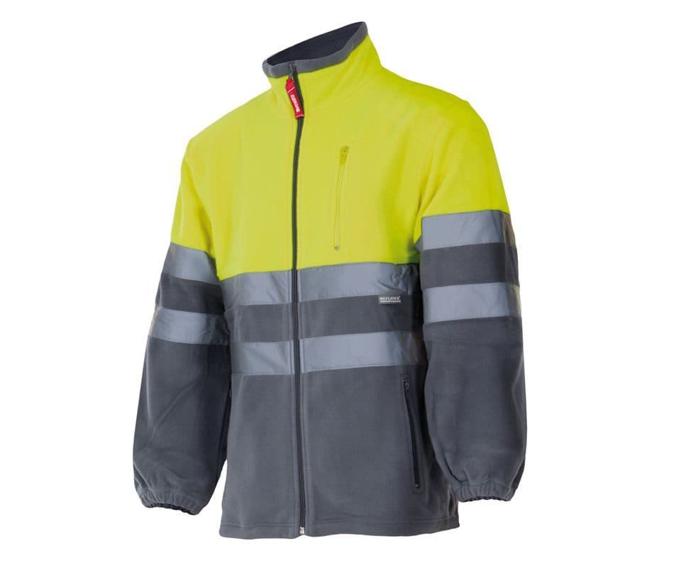 VESTE POLAIRE BICOLORE HAUTE VISIBILITÉ coloris Jaune fluo / Gris
