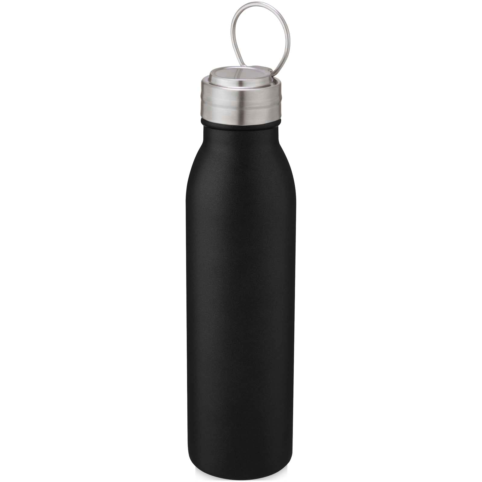 Bouteille de sport Harper 700 ml en acier inoxydable avec boucle métallique coloris Noir