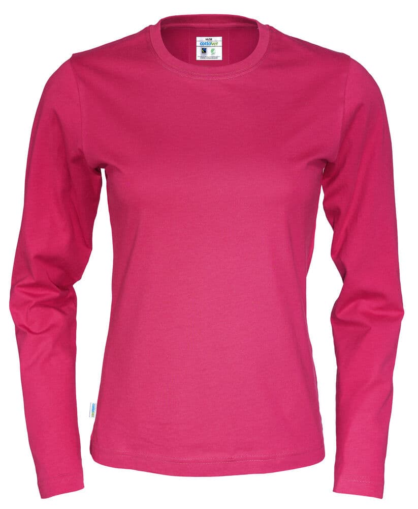 T-SHIRT MANCHES LONGUES FEMME - CERTIFIÉ GOTS coloris Cerise