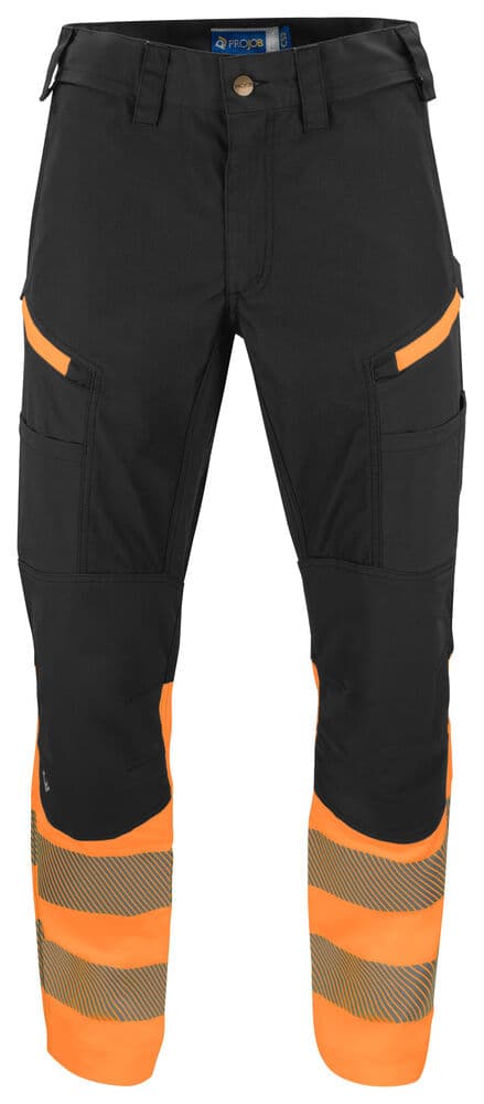 6528 PANTALON STRETCH DE SIGNALISATION EN ISO 20471 CLASSE 1 coloris Orange / Noir