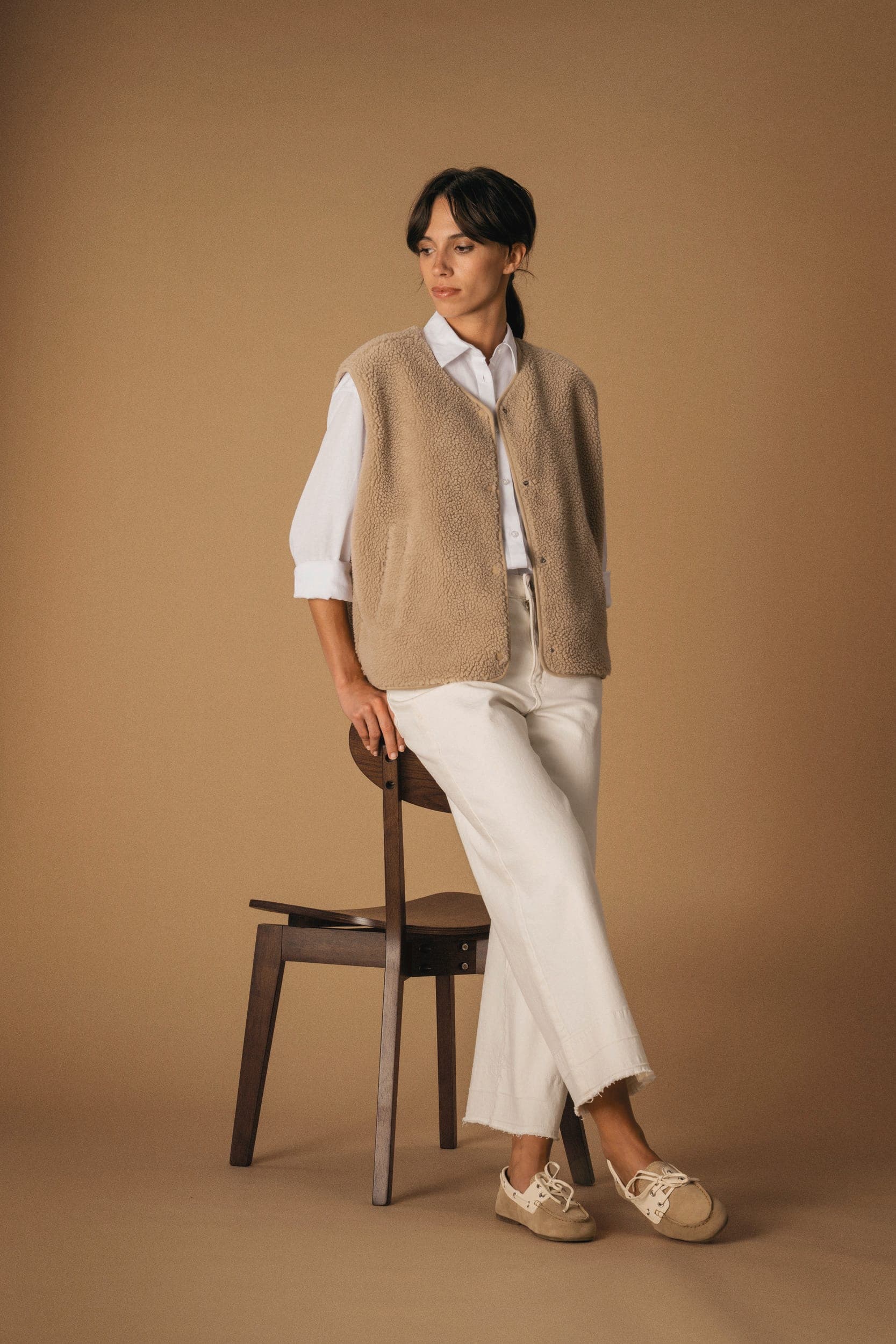 Veste sans manches en sherpa femme en situation