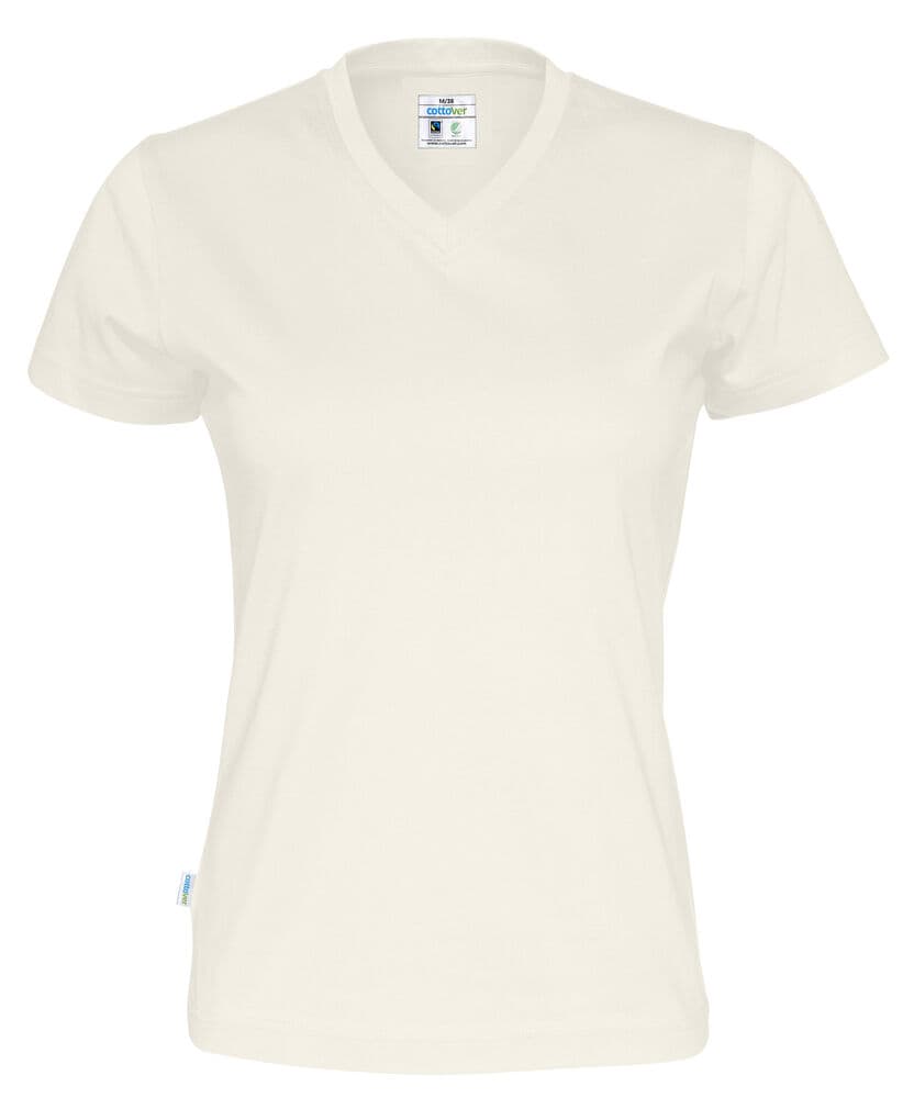 T-SHIRT COL V FEMME - CERTIFIÉ GOTS coloris Écru