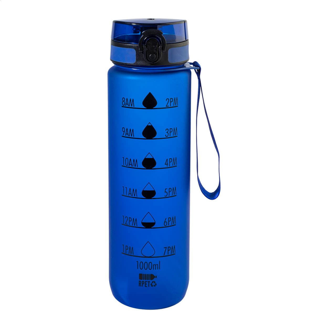 Bouteille avec graduation en RPET coloris Bleu