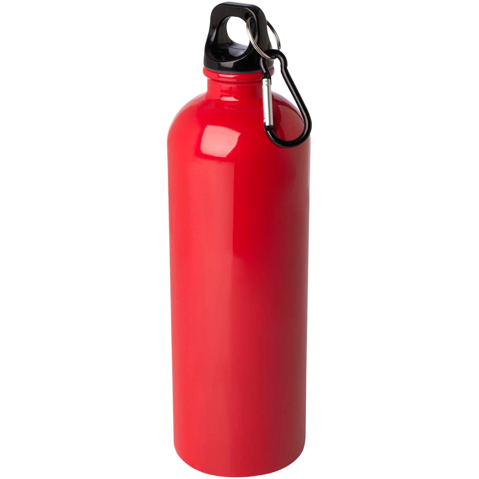 Bouteille d'eau Oregon de 750 ml simple paroi en acier recyclé certifié RCS avec mousqueton coloris Rouge