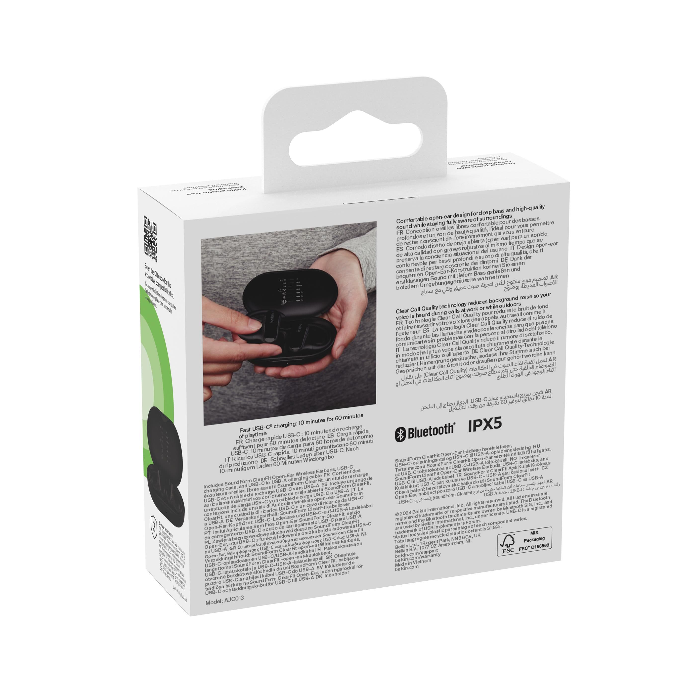 Écouteurs sans fil Belkin SoundForm ClearFit open-ear en situation