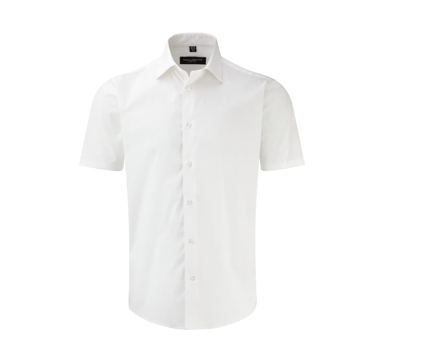 MEN'S SHORT SLEEVE FITTED STRETCH SHIRT coloris Blanc