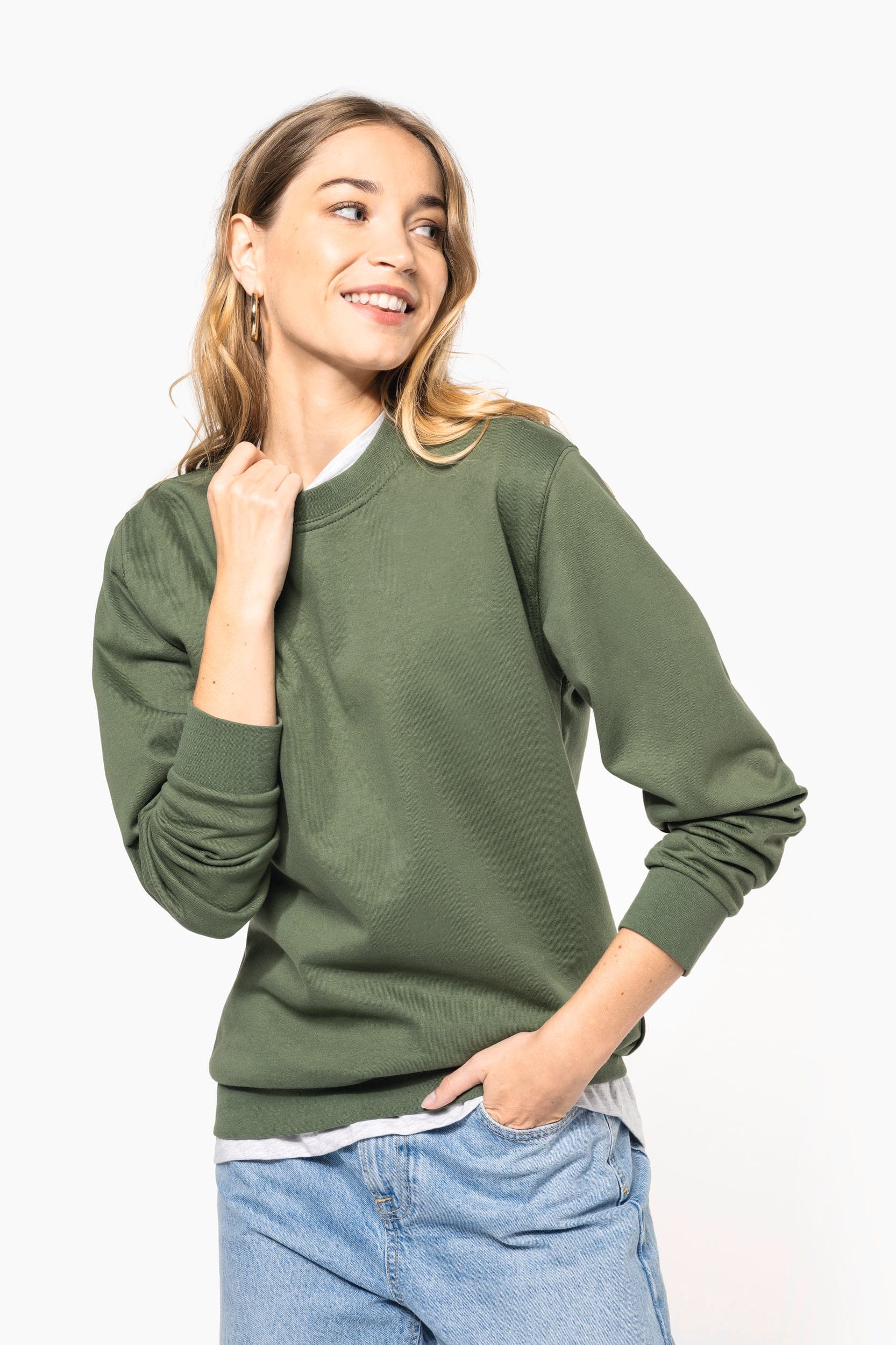 Sweat-shirt col rond unisexe en situation
