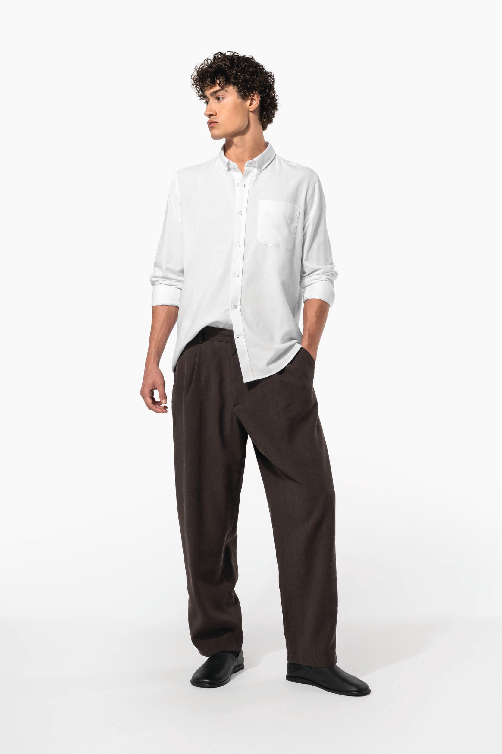 Chemise Oxford lavée manches longues en situation