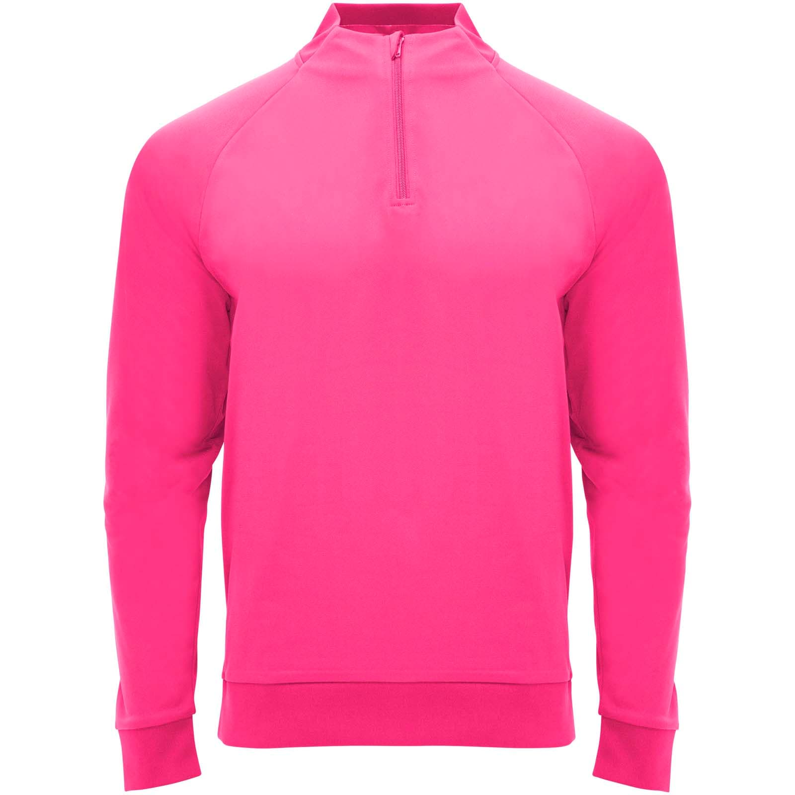 Sweatshirt de 200 g/m² Epiro à manches longues avec fermeture demi- zip pour enfant coloris Rose fluo