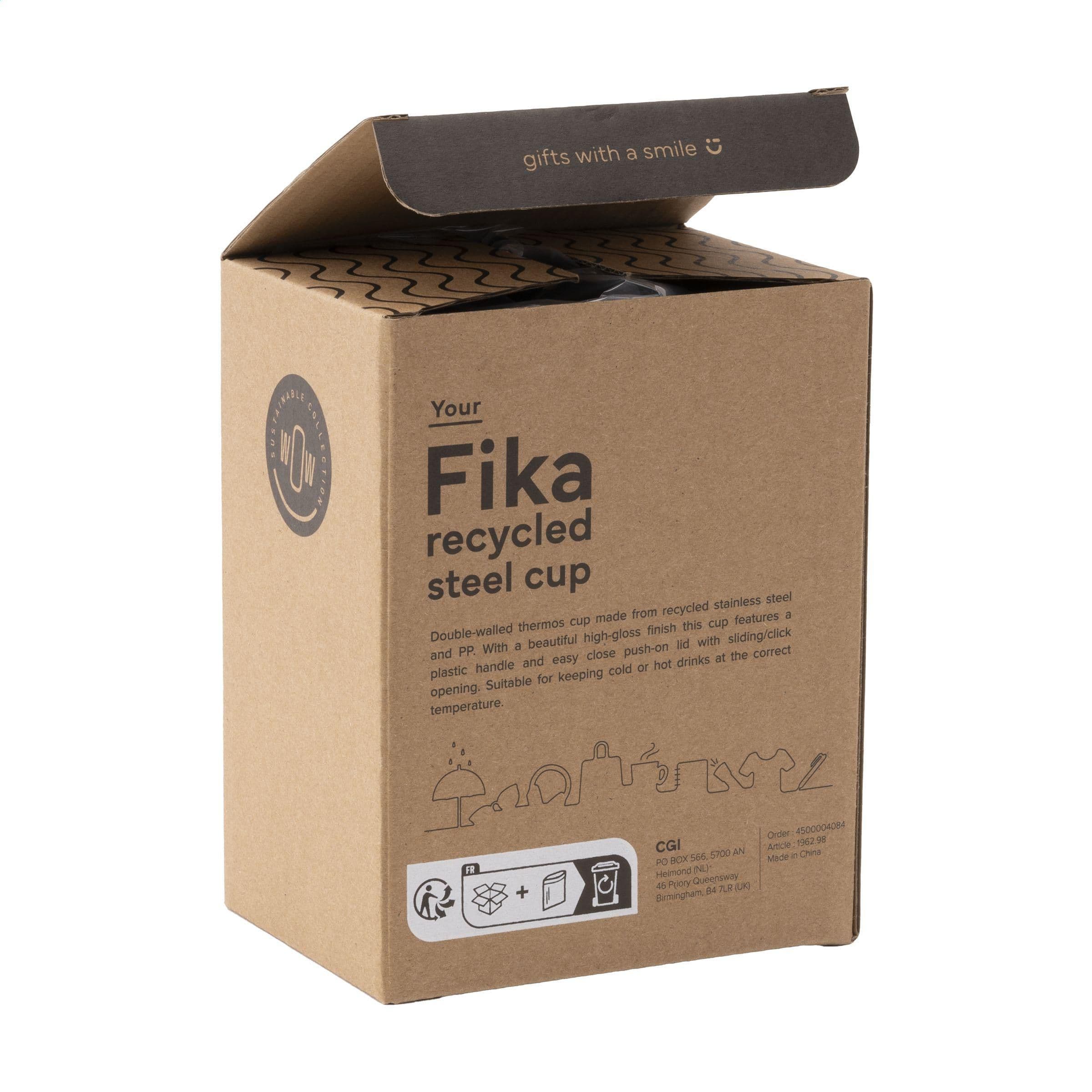 Gobelet thermos Fika RCS recyclé acier 400 ml en situation
