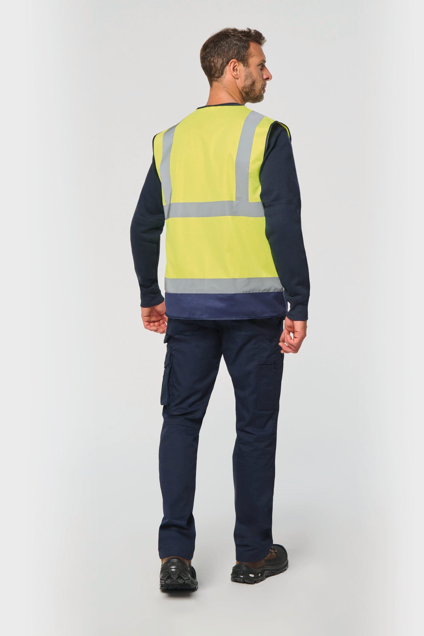 Gilet de sécurité haute visibilité recyclé avec zip unisexe en situation