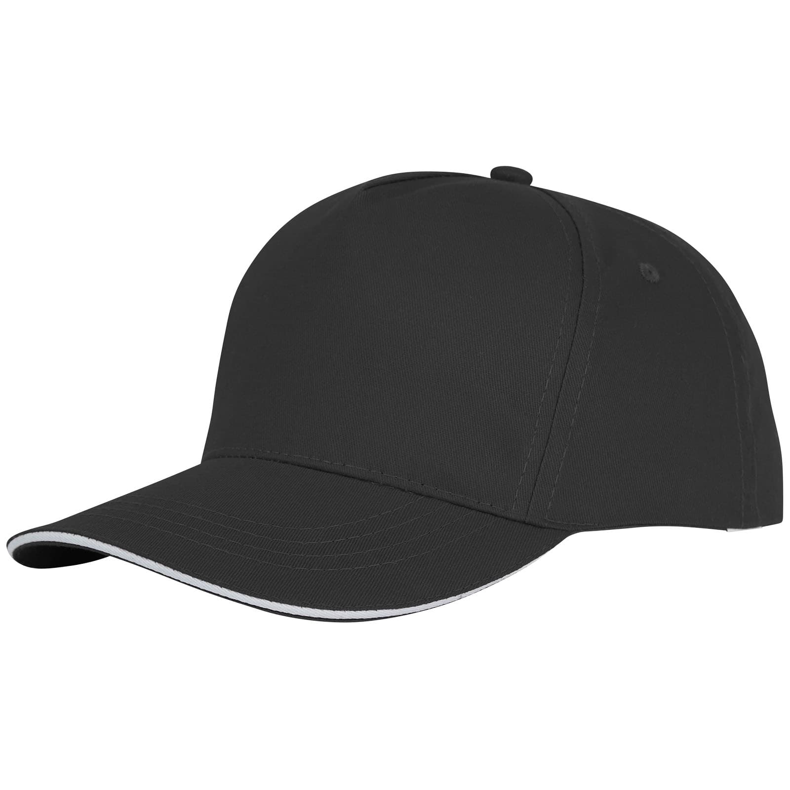 Casquette sandwich de 175 g/m² Ceto 5 panneaux coloris Noir
