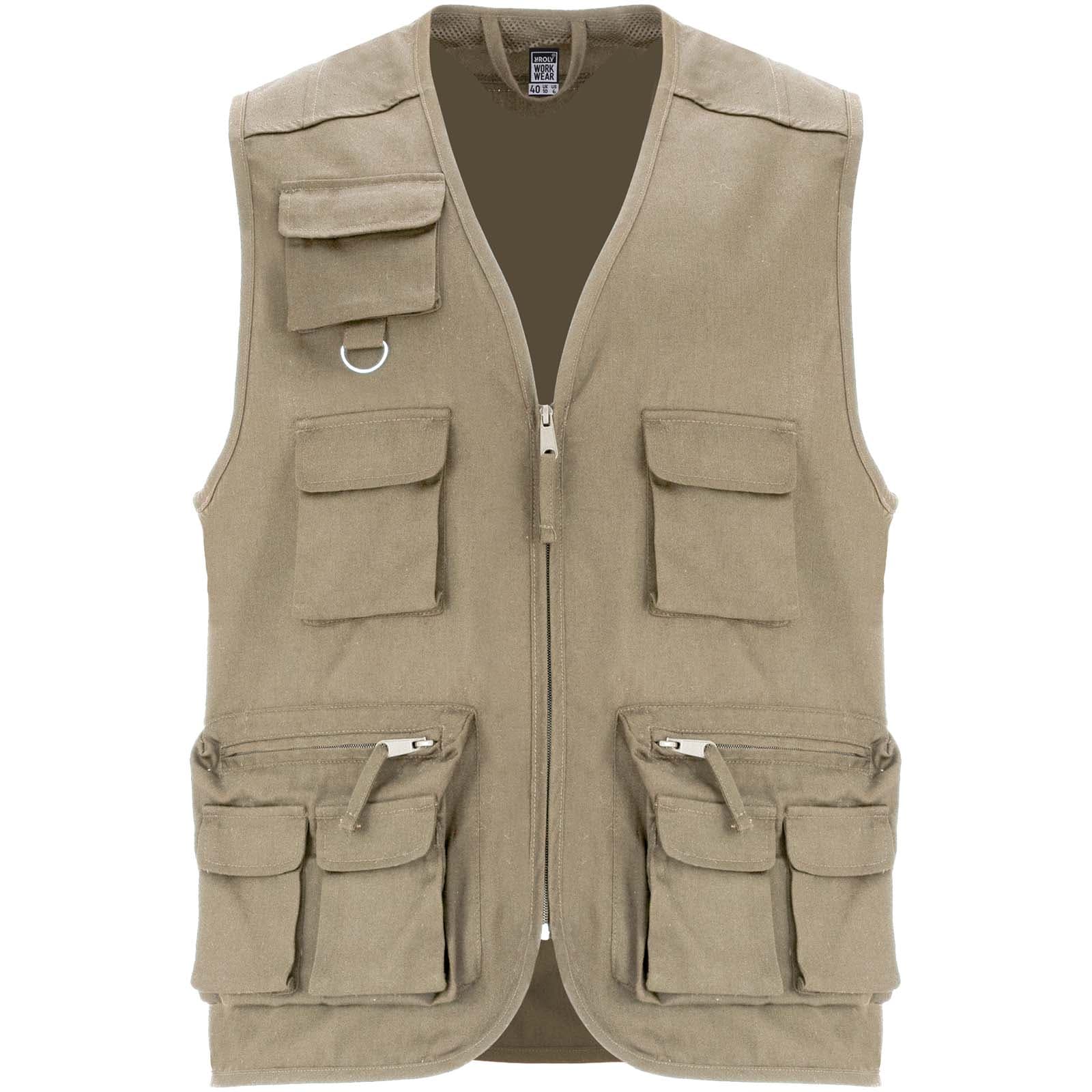 Gilet de travail multi-poches à col en V Venera de 200 g/m2  coloris Sable foncé
