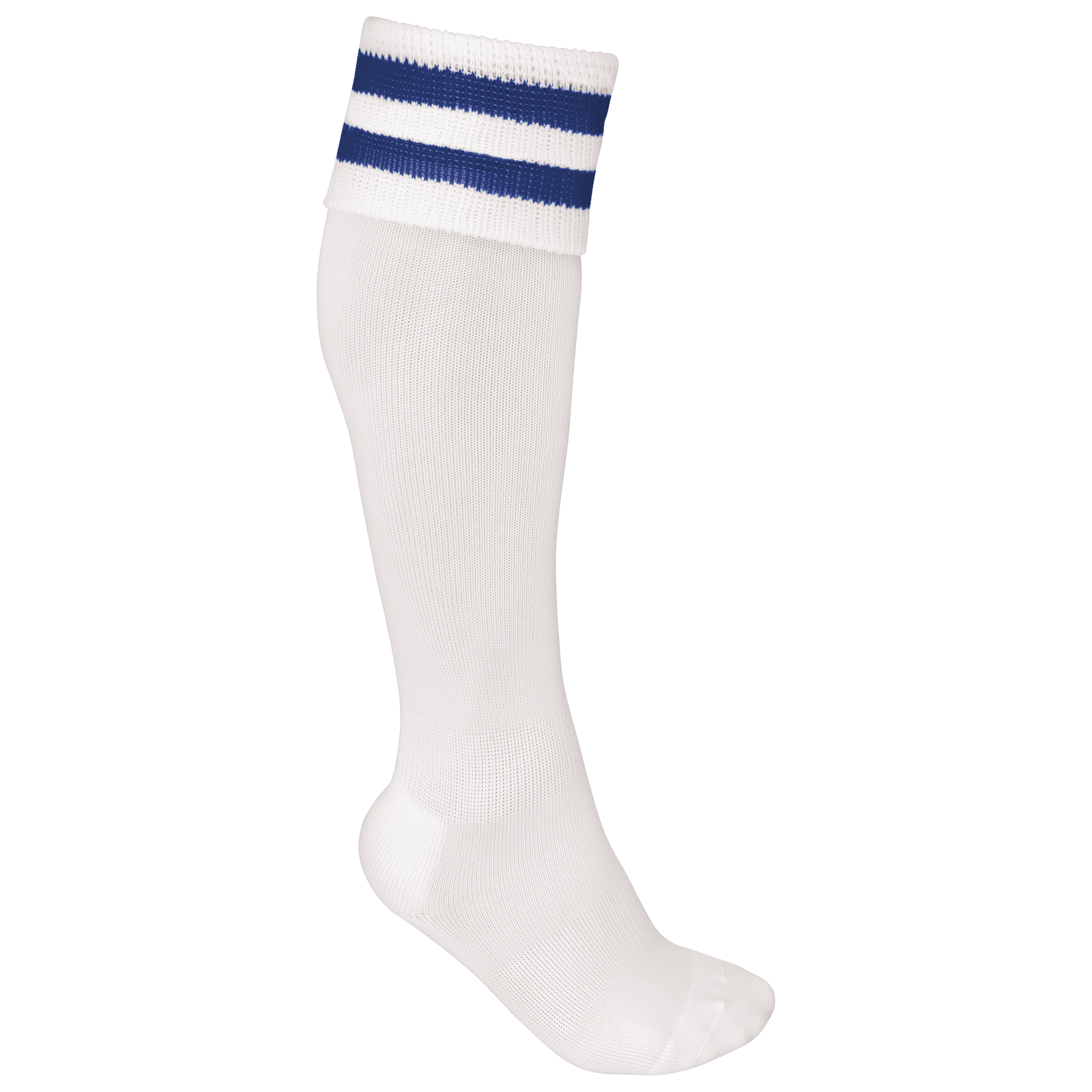 Chaussettes de sport rayées unisexe coloris Blanc / Bleu roi foncé