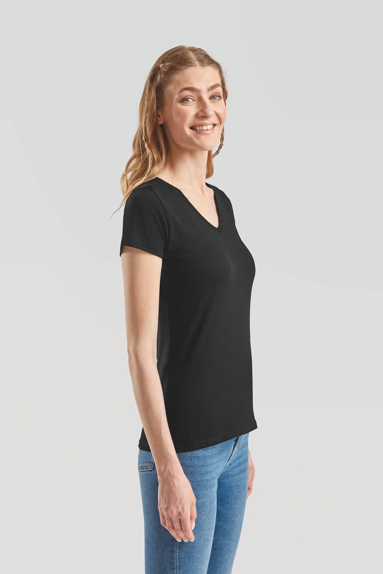 T-shirt femme col v Valueweight (61-398-0) en situation