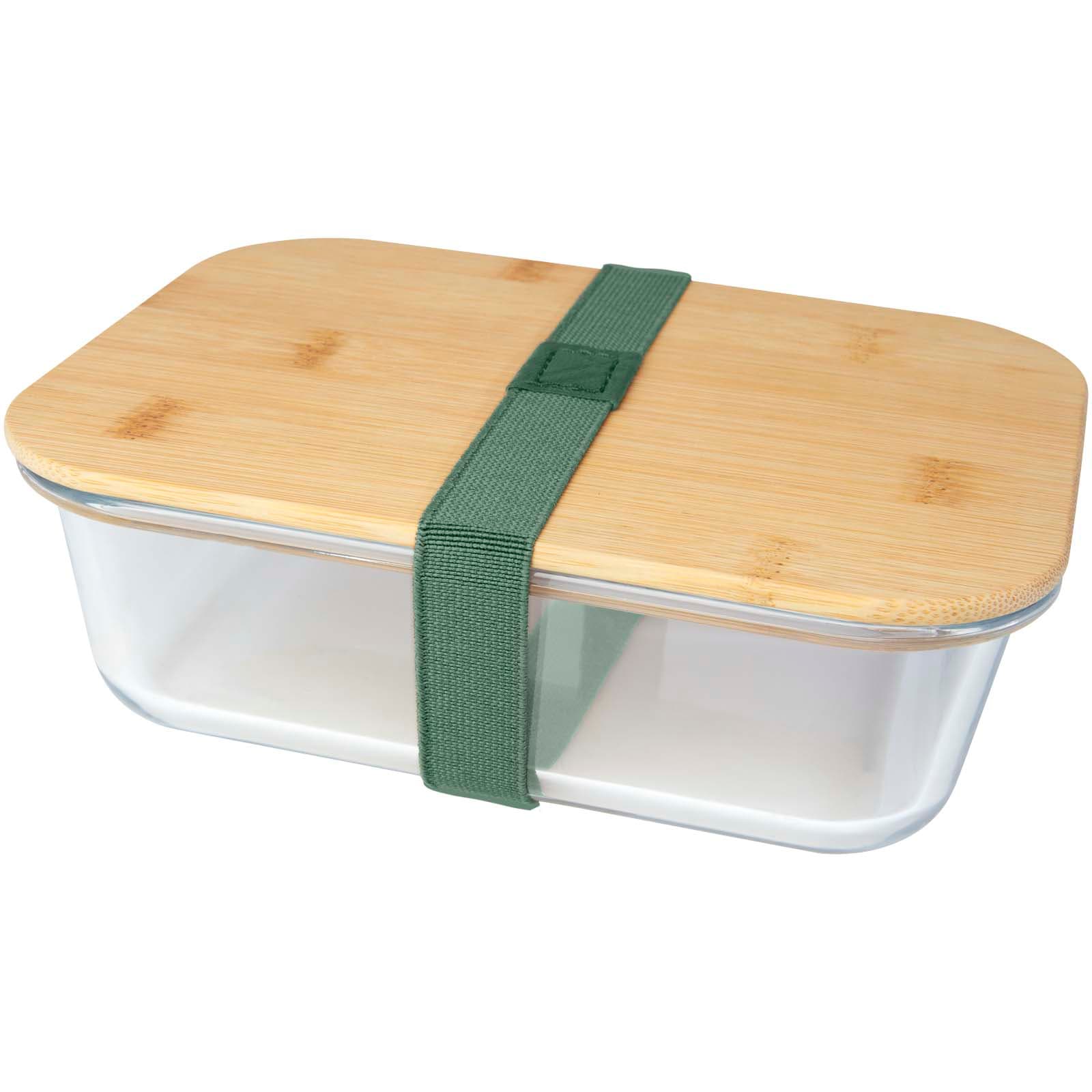 Boîte repas Roby en verre avec couvercle en bambou 1000 ml coloris Vert bruyère