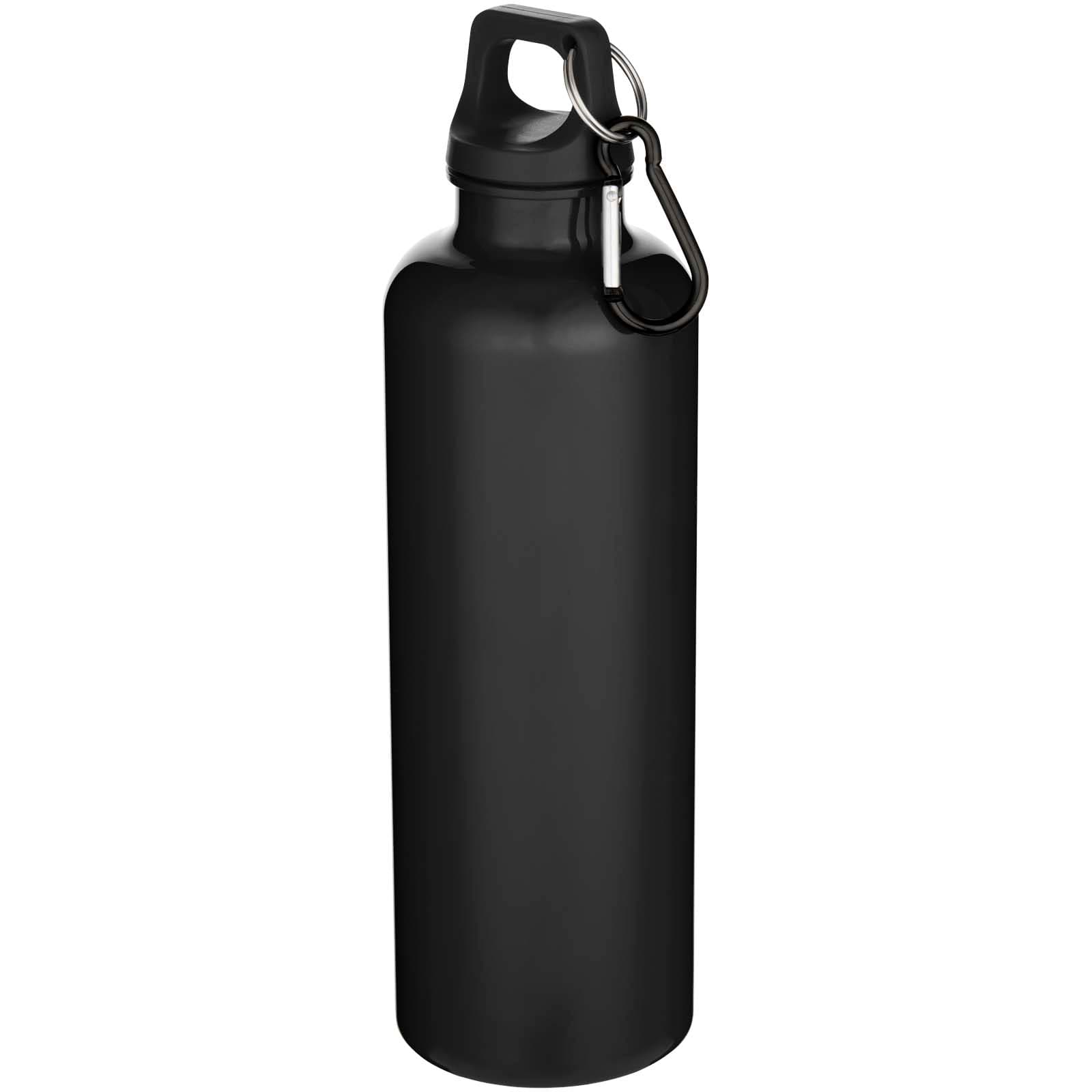 Bouteille d’eau Oregon de 750 ml en plastique recyclé uni certifié RCS avec mousqueton   coloris Noir