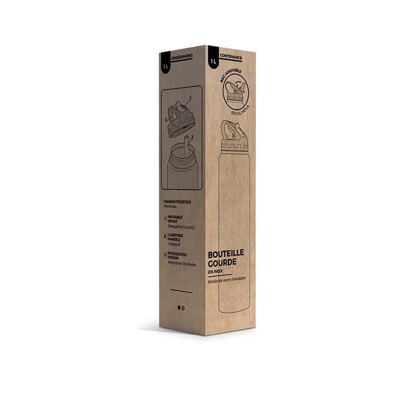 BOUTEILLE GOURDE 1 L INOX AVEC PAILLE en situation