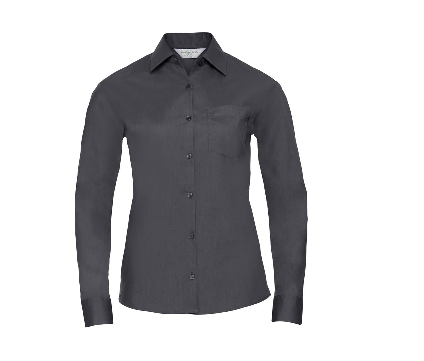 LADIES' LONG SLEEVE CLASSIC POLYCOTTON POPLIN SHIRT coloris Gris convoi
