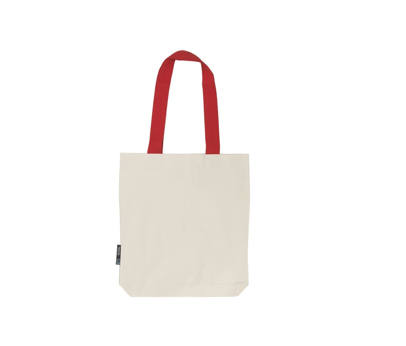 TWILL BAG WITH CONTRAST HANDLES coloris Naturel / Rouge