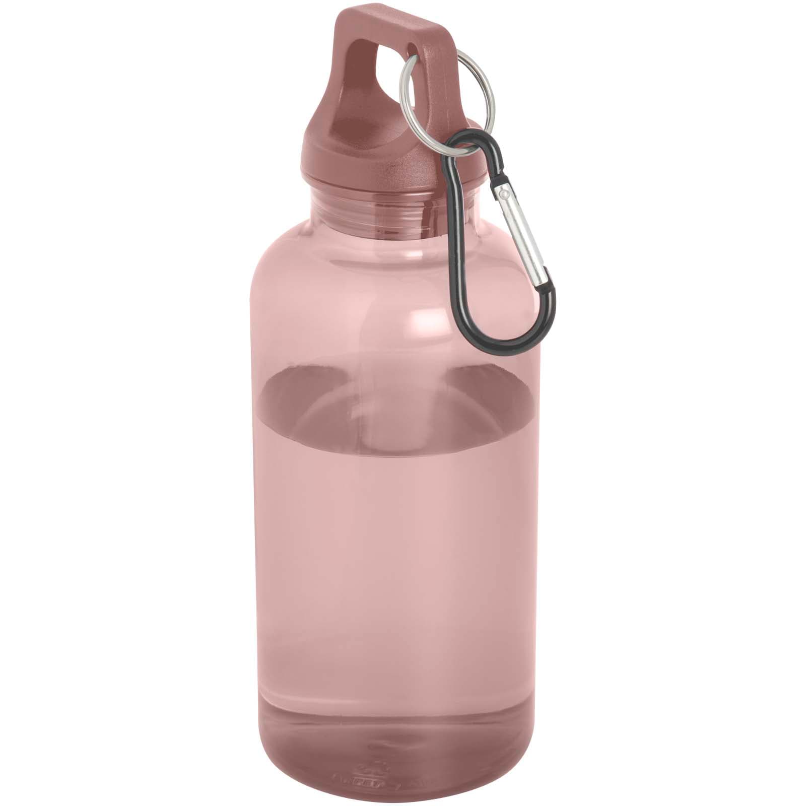 Bouteille d'eau Oregon de 400 ml en plastique recyclé avec mousqueton coloris Rose poudré