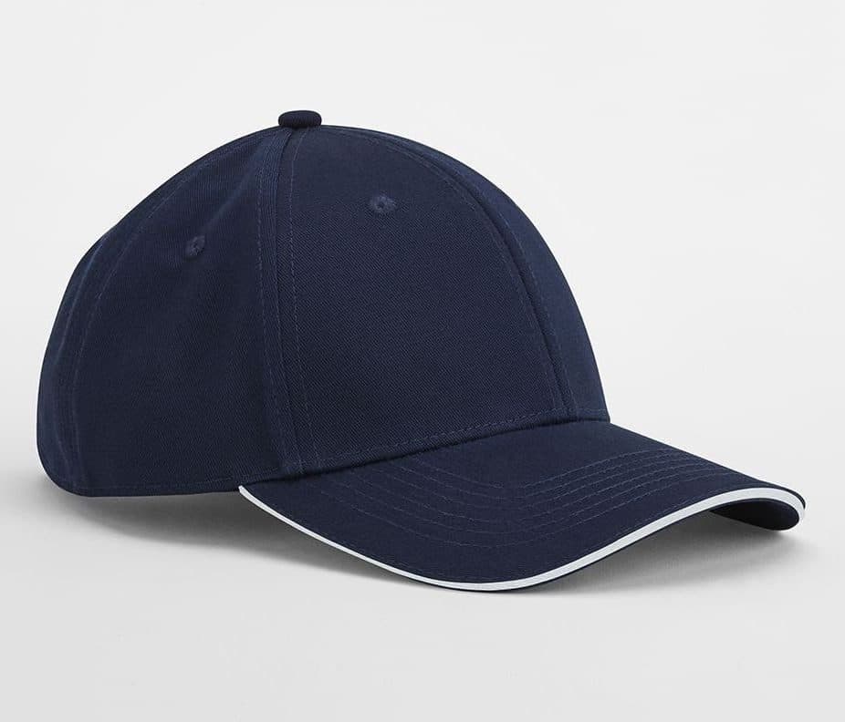 EARTHAWARE® CLASSIC ORGANIC COTTON 6 PANEL CAP - SANDWICH PEAK coloris Bleu marine / Blanc