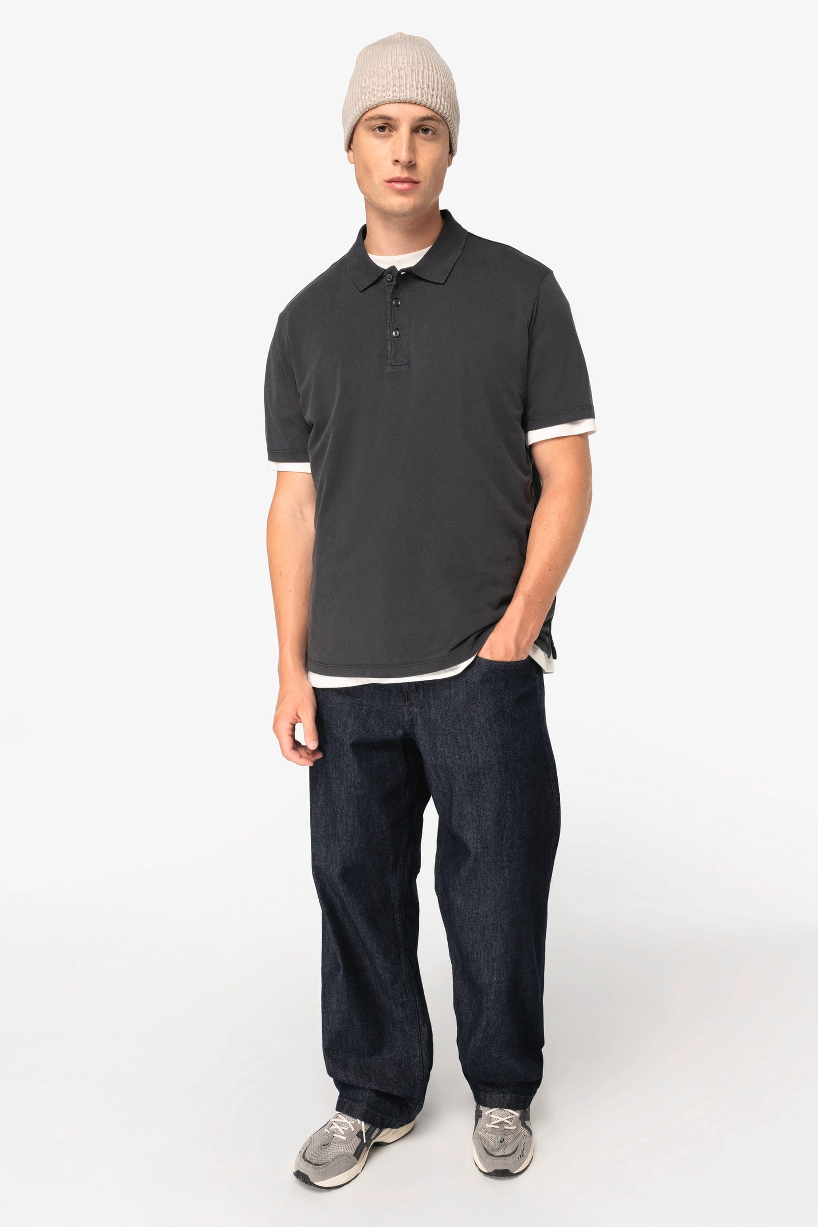 Polo écoresponsable délavé en jersey homme