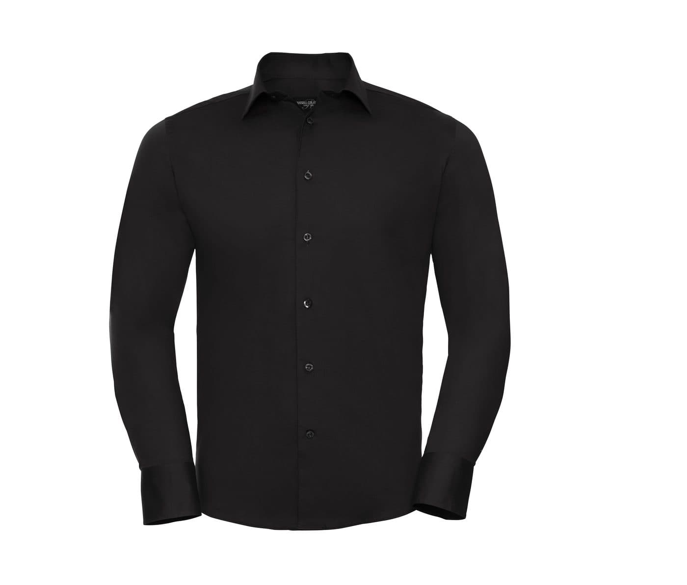 MEN'S LONG SLEEVE FITTED STRETCH SHIRT coloris Noir