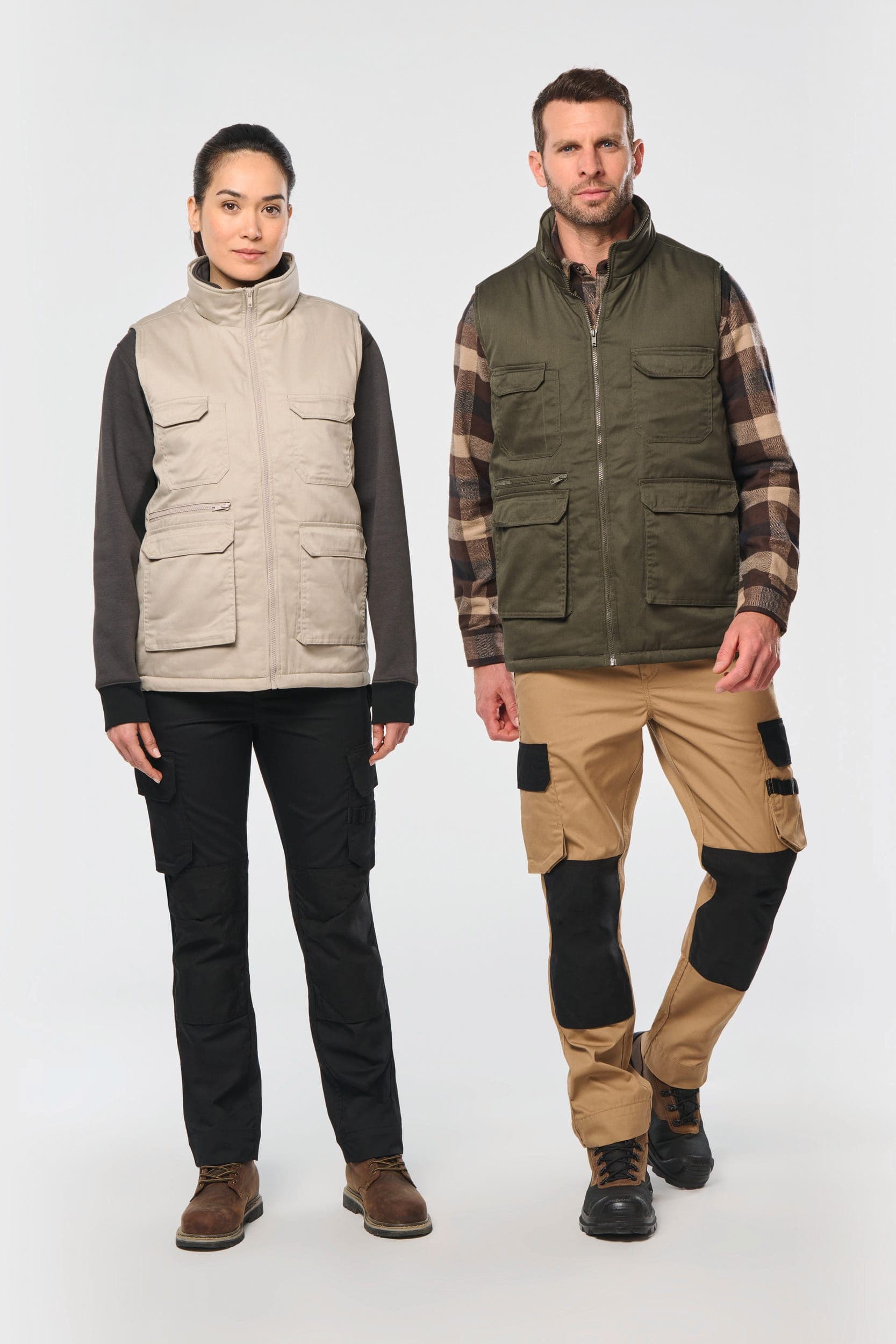 Gilet polycoton multipoches rembourré unisexe
