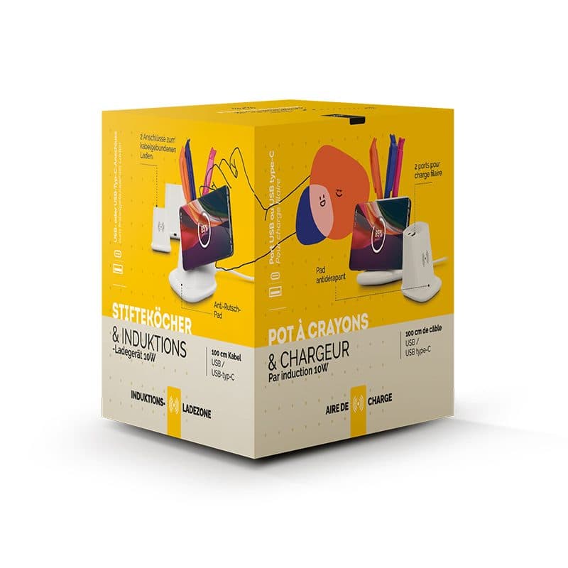CHARGEUR INDUCTION OU CABLE POT A CRAYONS en situation