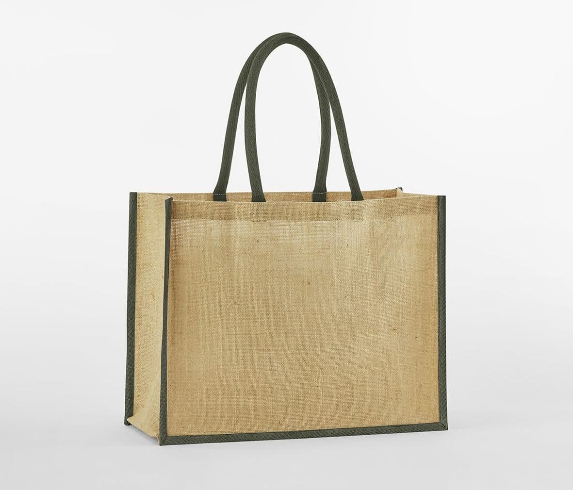 NATURAL STARCHED JUTE CLASSIC SHOPPER coloris Naturel / Vert olive