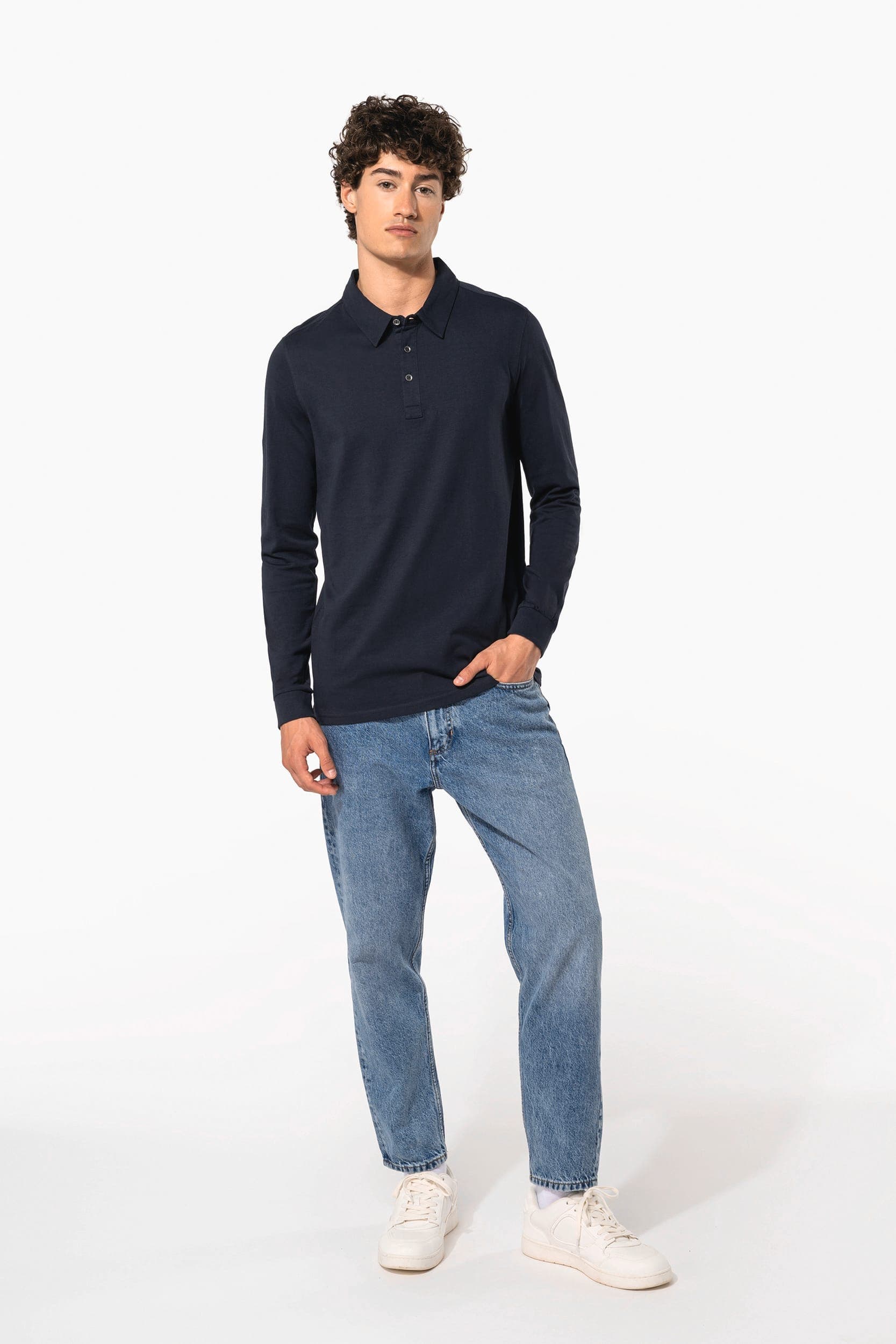 Polo jersey manches longues homme en situation
