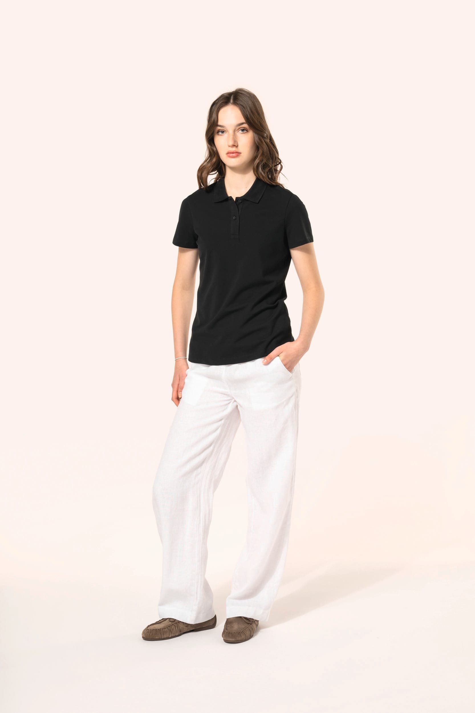 Polo Supima® manches courtes femme en situation
