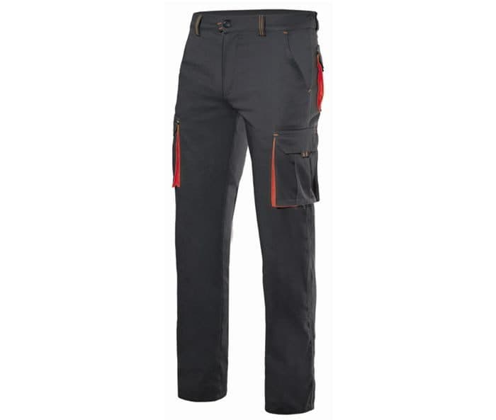 PANTALON STRETCH MULTIPOCHES BICOLORE coloris Noir / Rouge